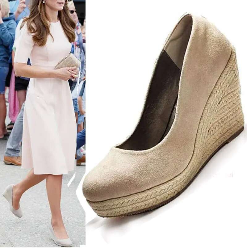 EAGSITY Espadrilles for Women wedges high heel pumps suede platform round toe wedding party office lady comfort shoes