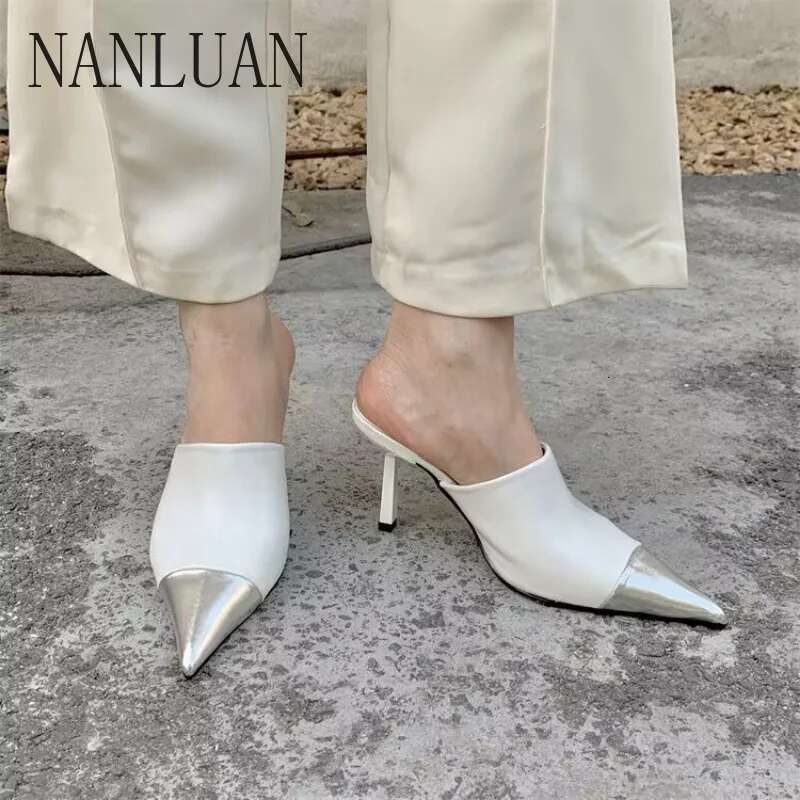 Boutique Autumn High-heeled Style High-end Stiletto Pointed Toe Women's Shoes Best-selg Banquet Fashion Slippers