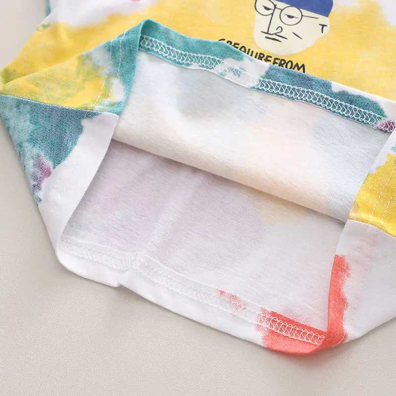 Summer childrens boys girls cotton clothing fully printed colored vest toddler clothing baby tracksuit baby casual suitT250327