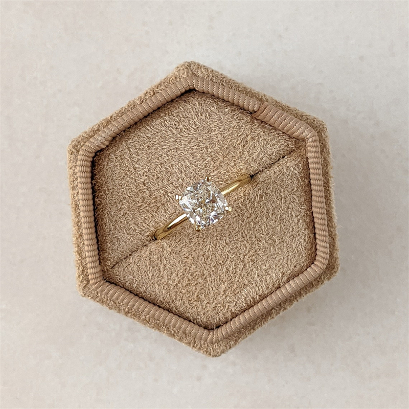 Jewelry 14K 18K Gold 1.5 Carat Square Cushion Solitaire Engagement Ring For Women E VS1 Lab Diamond Wedding Ring