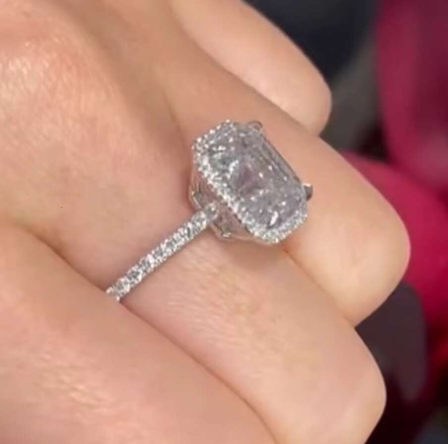 Custom 5CT Asscher Cut Lab Grown Diamond Engagement Ring 10K 14K White Gold Diamond Jewelry for Women