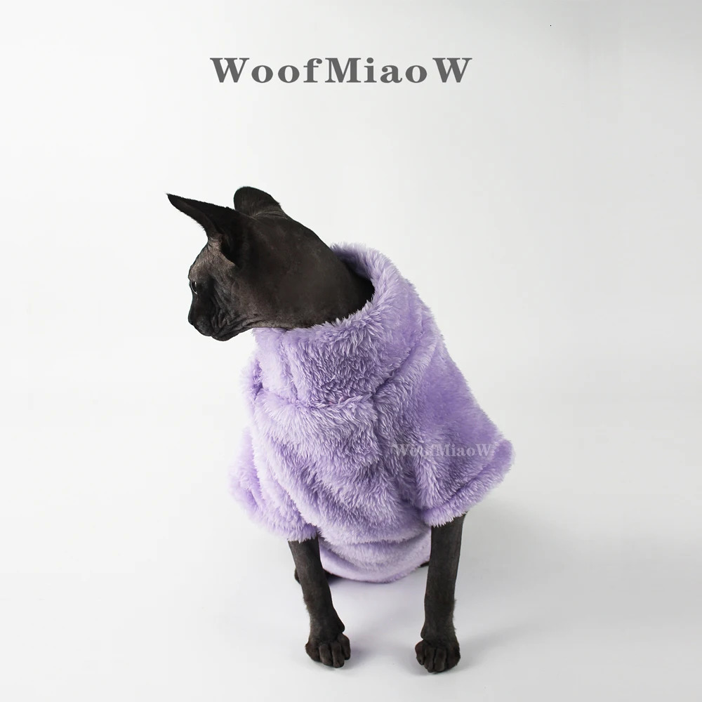 Pet Cat Sweater Home Fur Autumn and Winter Warm Solid Color Soft Arctic Velvet Skincare Suitable for Devonshire Cats Hairless C 250326