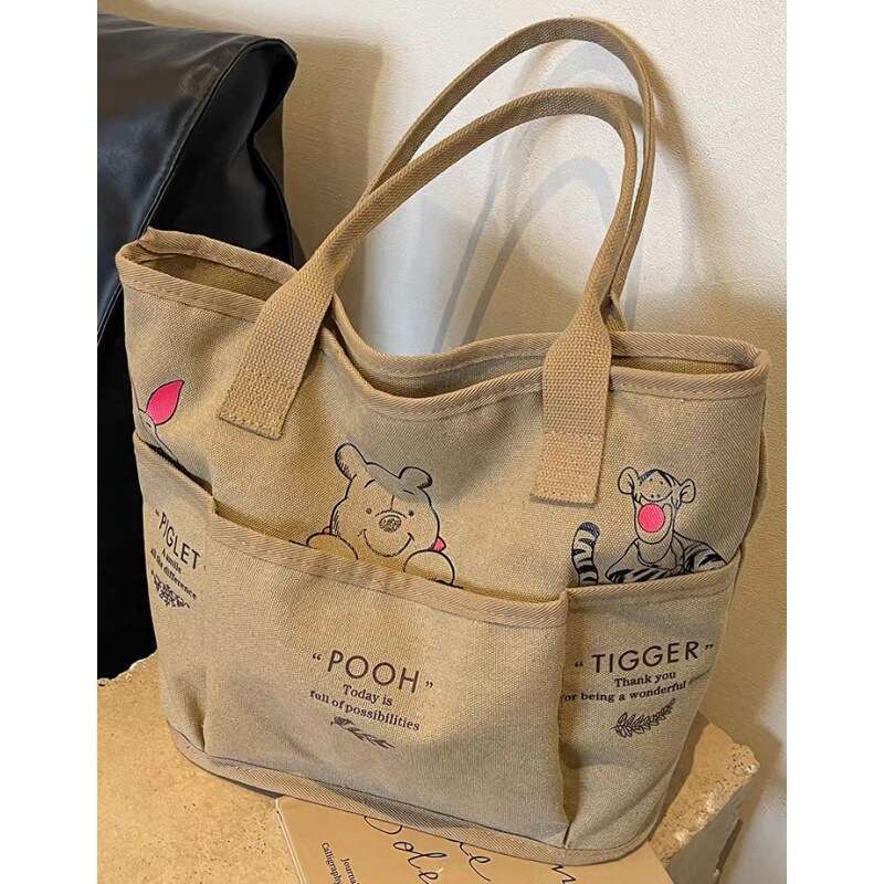 Spring and summer tote women, large capacity canvas female students, book carrying for class, commuting shoulder bag