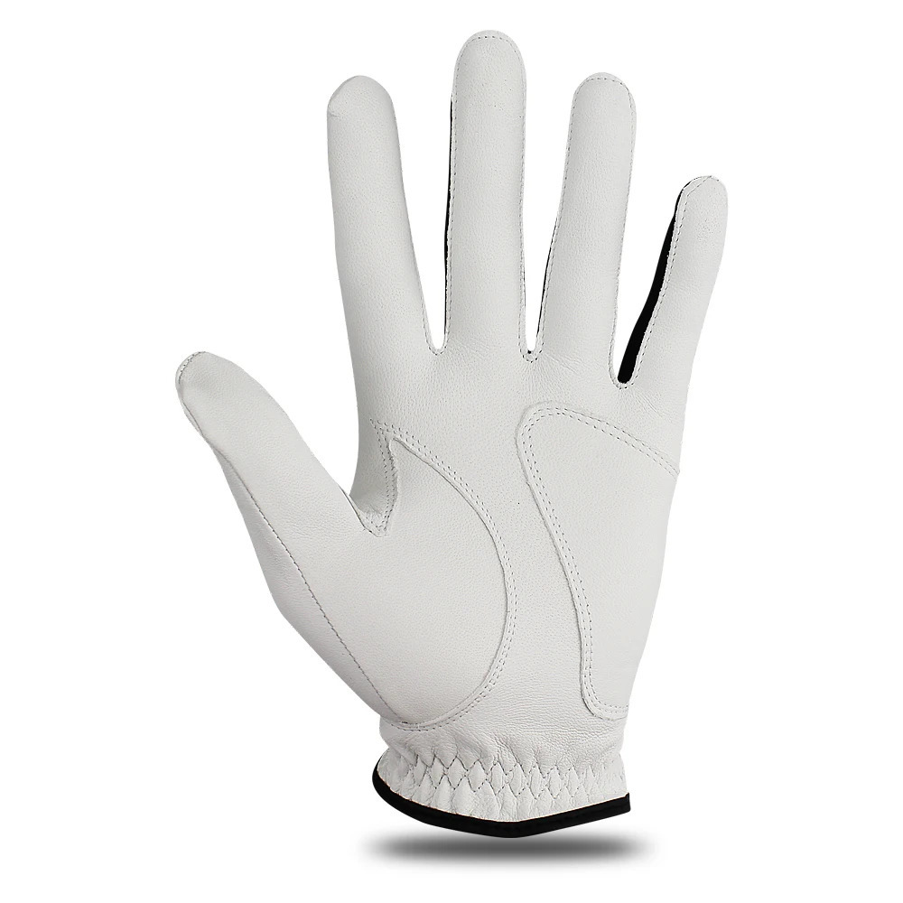 Sheepskin genuine leather Professional Golf Gloves For men white and black lycra Gloves Palm thickening Gift for golfer 250326