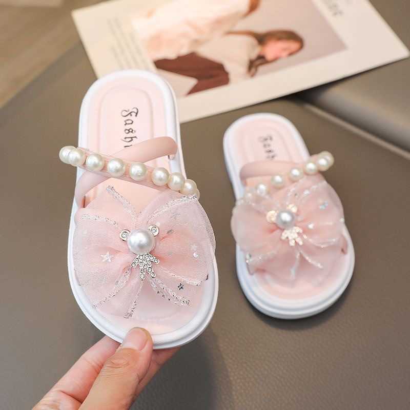Slipper Cute childrens slippers summer new style girls super cute soft bottom indoor anti slip beach vacation baby wear-resistant cool mop S25326