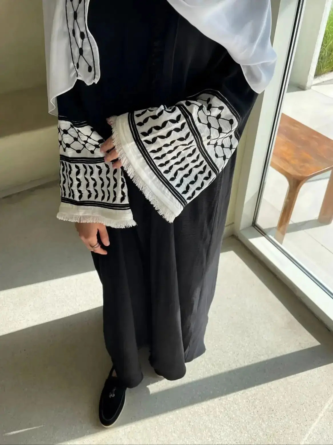 Fashionable ed Kimono Oversized Muslim Robe Abaya Syari Female Full Length Tassel Worship Service wy1969 250326