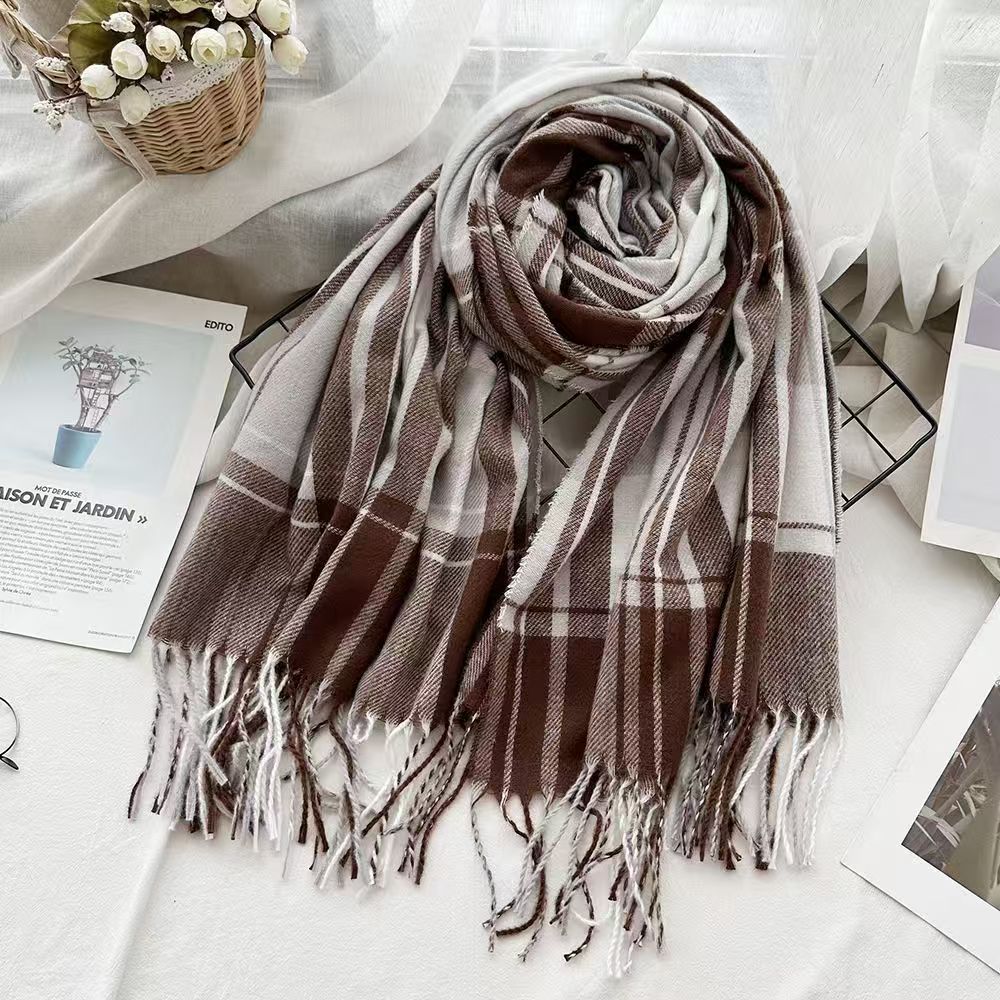 T364 autumn and winter fashion cashmere scarf plaid shawl unisex style temperament scarf office neck shawl