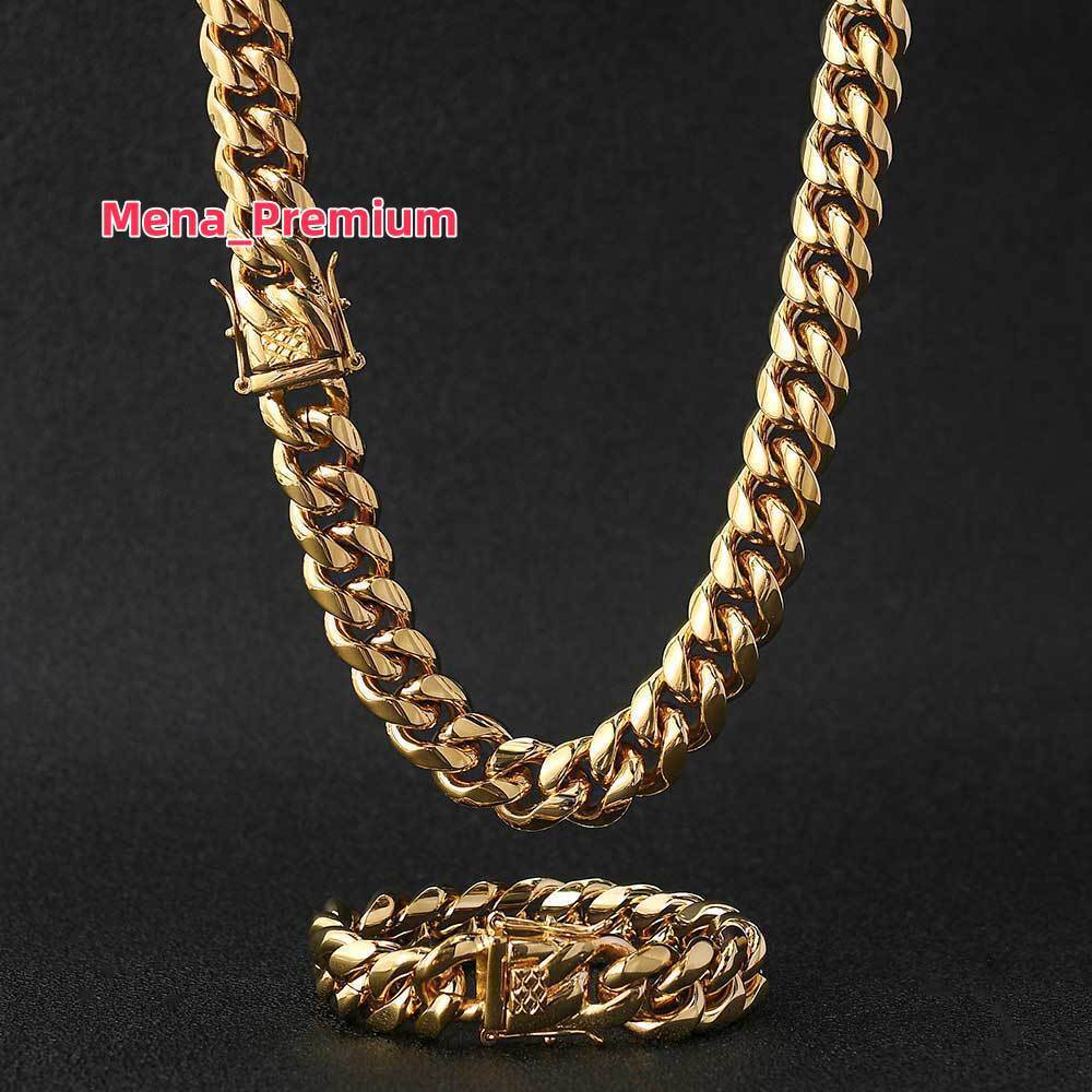 Designer necklace Filled Chain Plated Necklace Set Gold Jewelry Cuban Stainless Steel Mens for Men Wholesale 14k 18k Gold Fashion Design NL