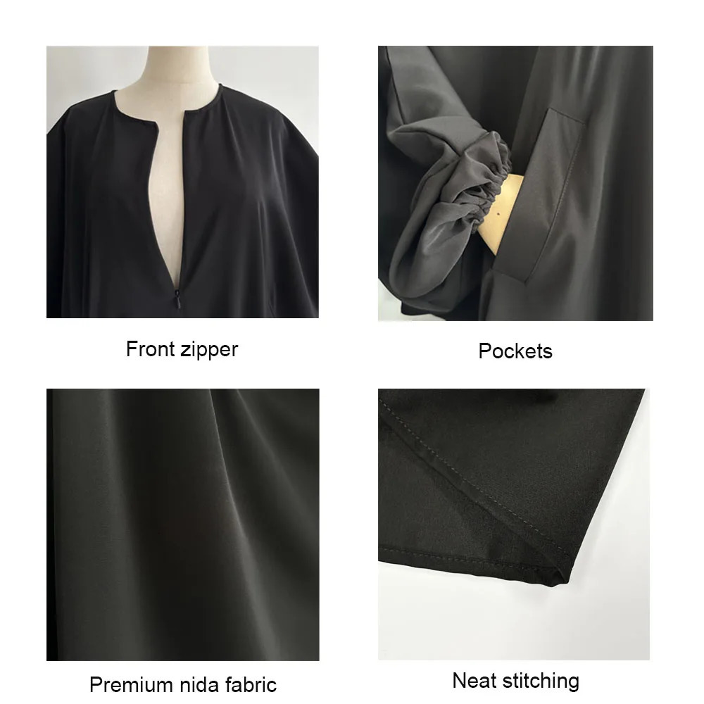 Butterfly Abaya with pocket front zipper breast feeding friendly Eid al Fitr Islamic Muslim female humble prayer Nida 250326