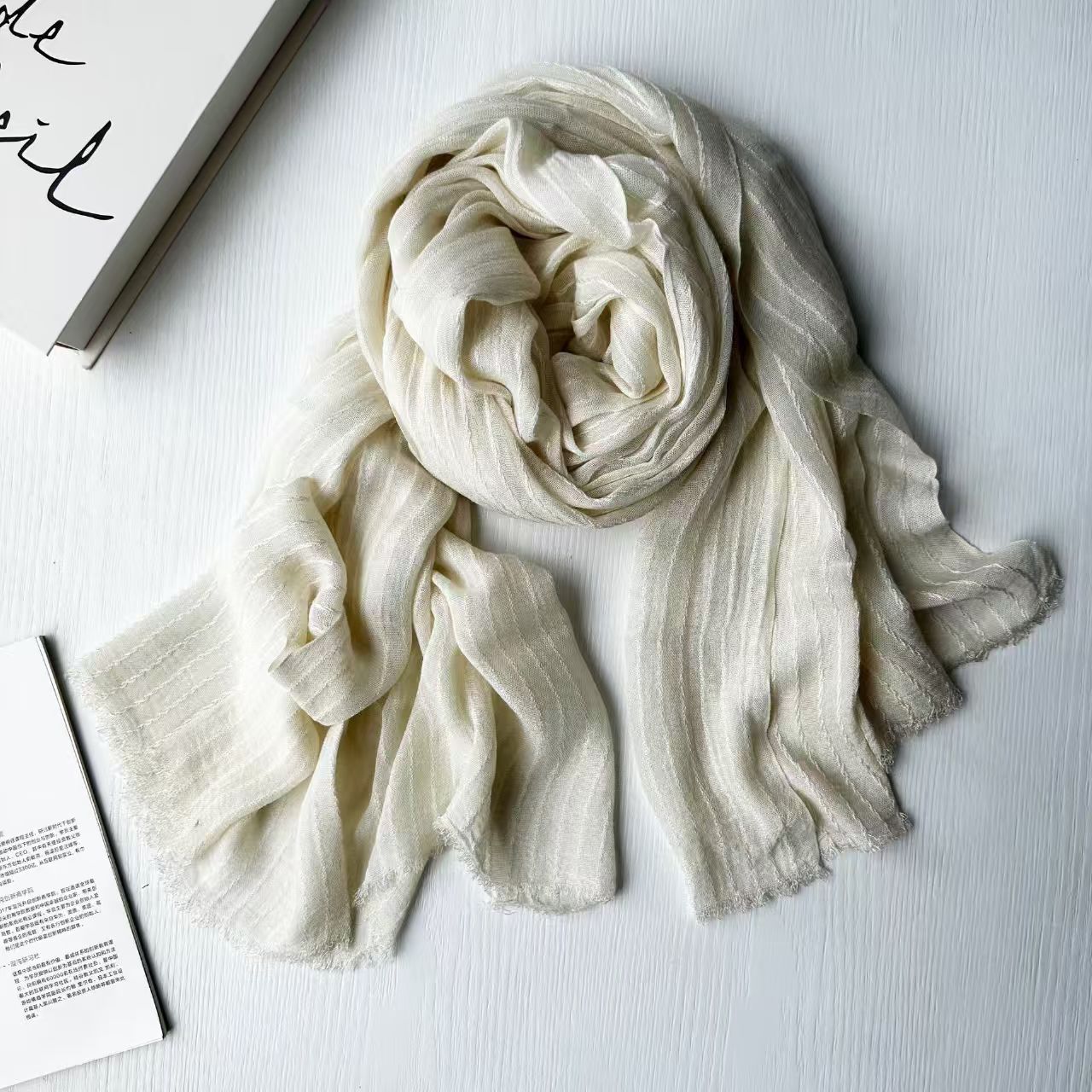 T361 all-match dirty dyed solid color scarf literary spring and autumn thin winter student pleated shawl Japanese style neck scarf