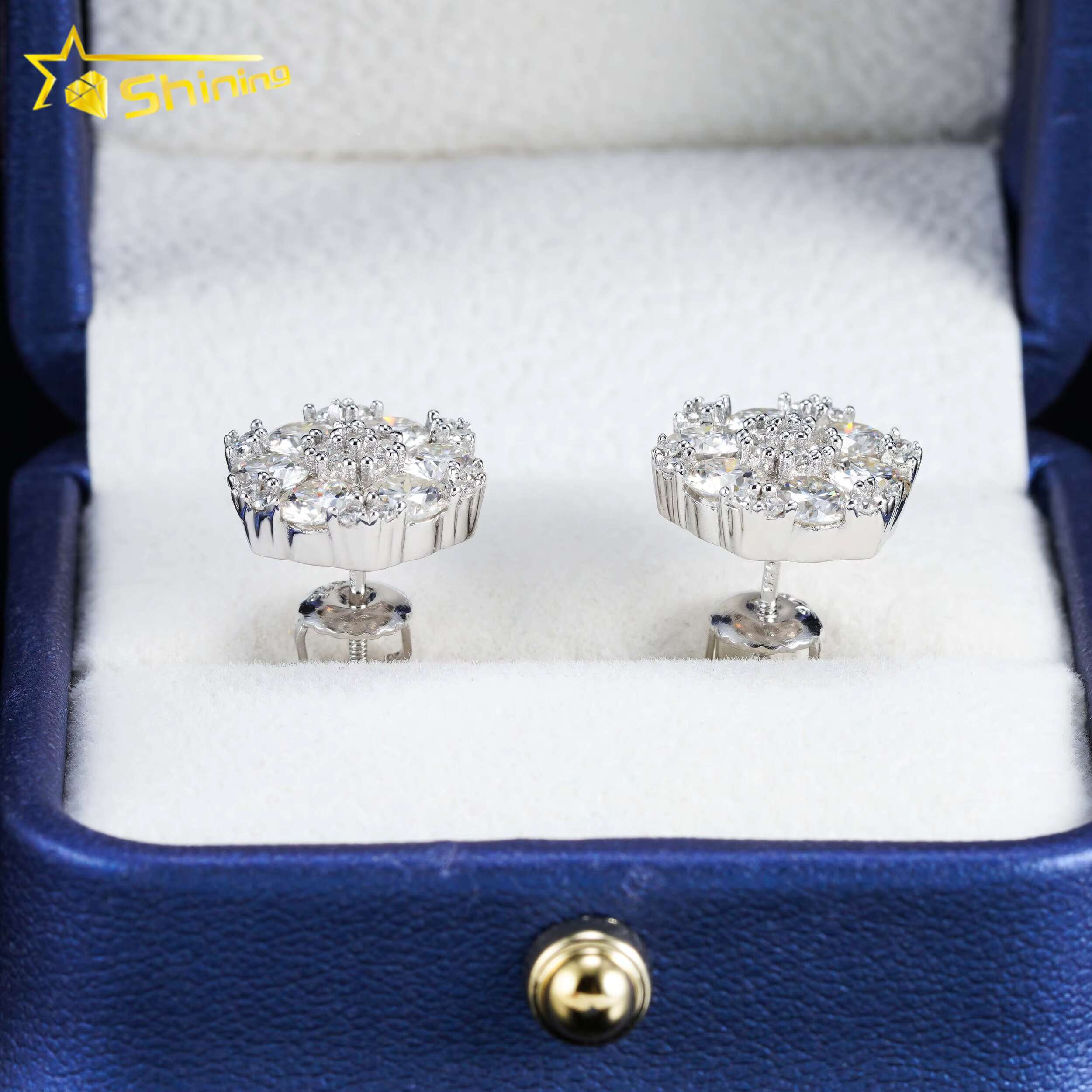 Screw Back Fashion Earring Fine Jewelry 925 Sterling Silver Gold Plated VVS-FL Moissanite Diamond Stud Earrings Ready to Ship