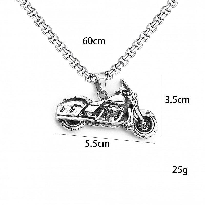 Titanium steel motorcycle pendant necklace, trendy European and American men's retro motorcycle accessories