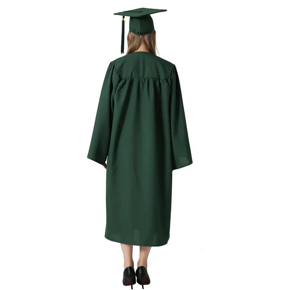 College Uniform Graduate Robe Hat Set Front Zipper tassel Unisex University Bachelor Doctors Ceremony Dress Year Label 250326