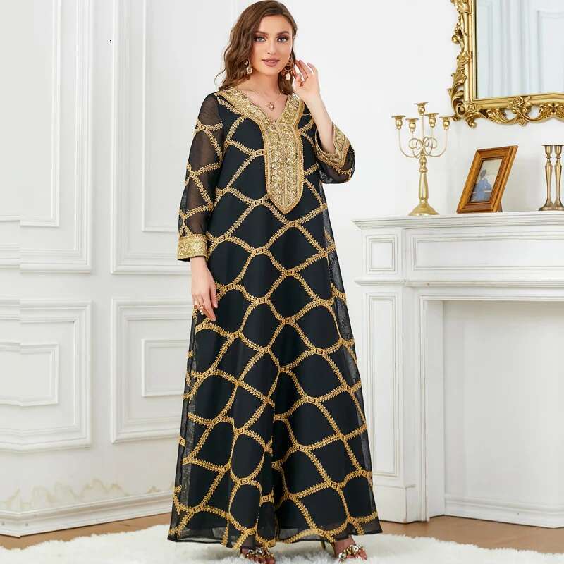 Dongdumaoyi Midden Oosten Arabische Dubai Damesmode Hot Selling Jurk Met Lange Mouwen W