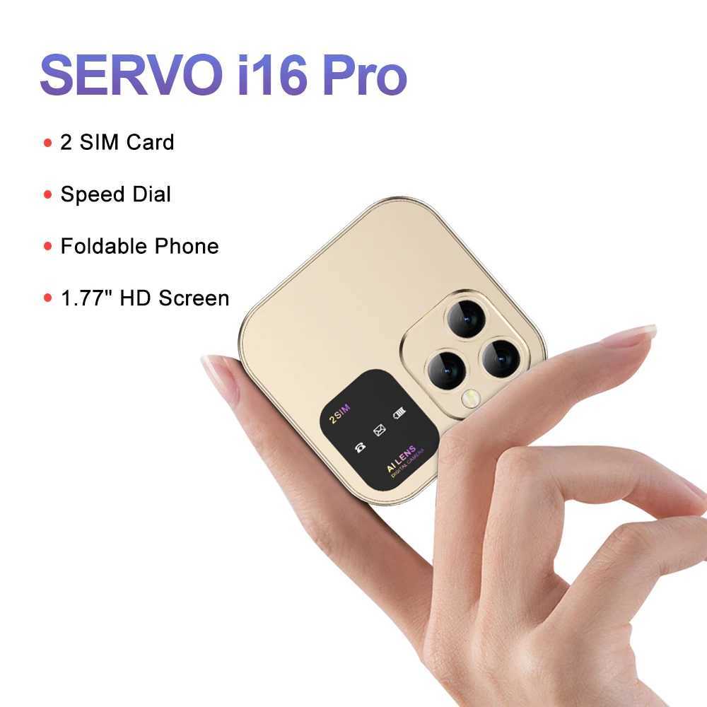 Servo i16 Pro Mini Folding Phone Dual SIM Card FM Radio Vibration Magic Voice Blacklist Speed Dialing 1.77-inch Screen Square Phone M250327