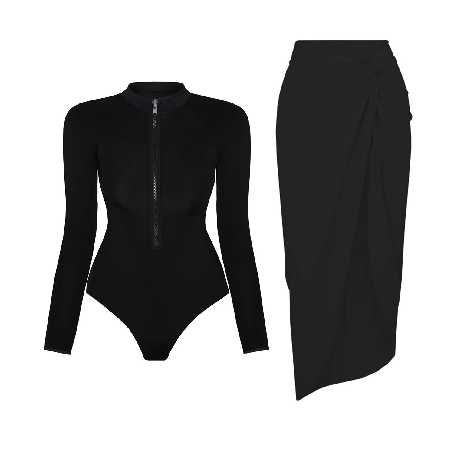 Black and white long sleeved swimsuit womens sexy bikini Biquini patch 250327