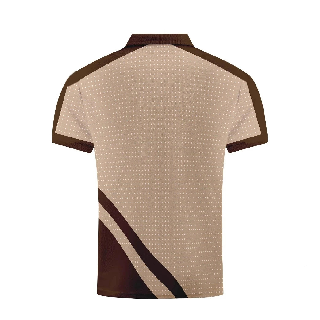 Summer Casual Mens Daily Small Round Dot Printed Polo Shirt Button Fashionable Breathable Sports 250327