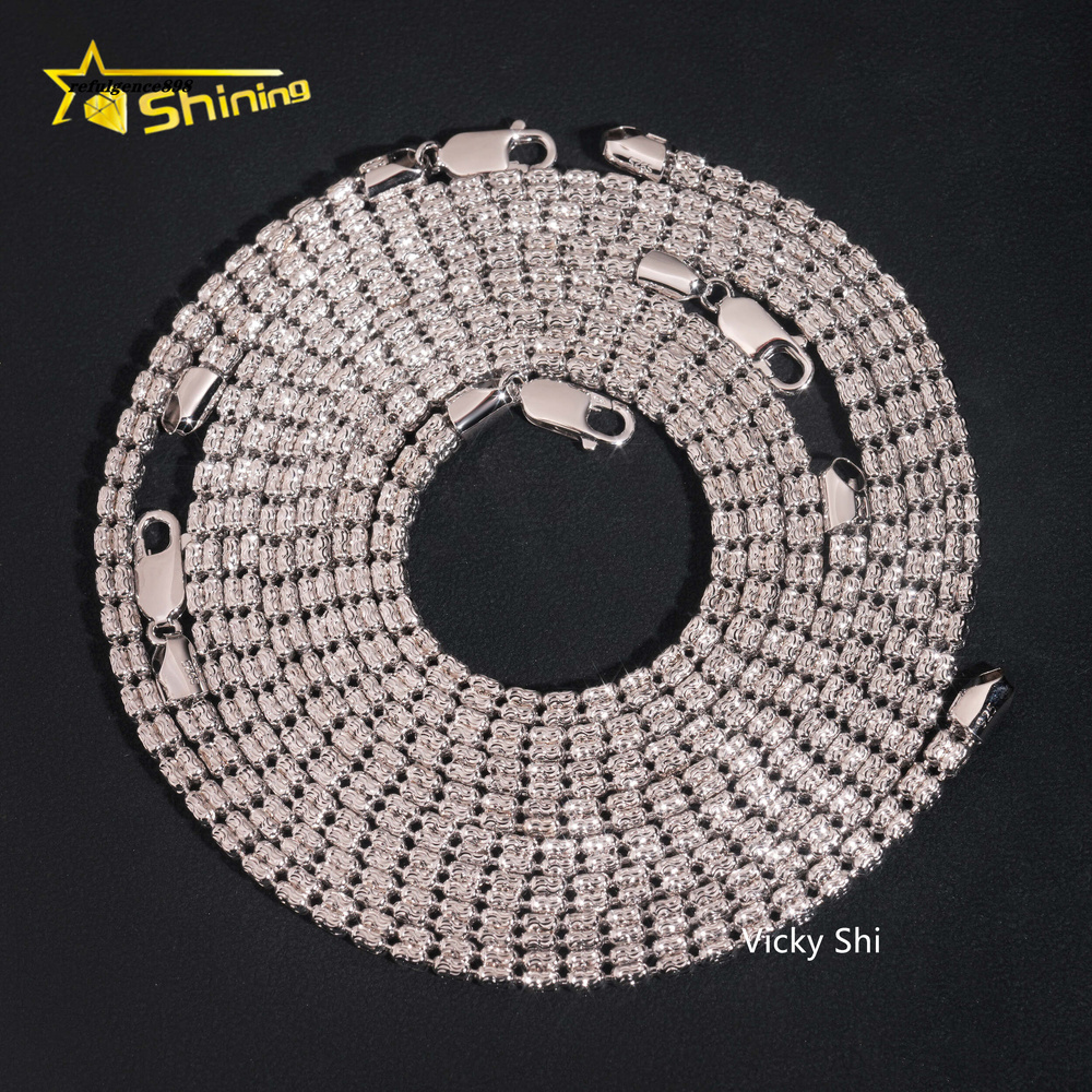 Best Selling 925 Sterling Silver Jewelry 4MM Rope Chain Beads Hip Hop Necklace Men Franco Chain Cuban Link