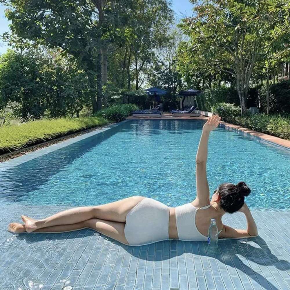 2 Piece Sexy Ribbed Bikini 2025 Women Swimsuit Blue Swimwear High Waist Bikinis Set Brazilian Korean Beach Bathing Suit Pool