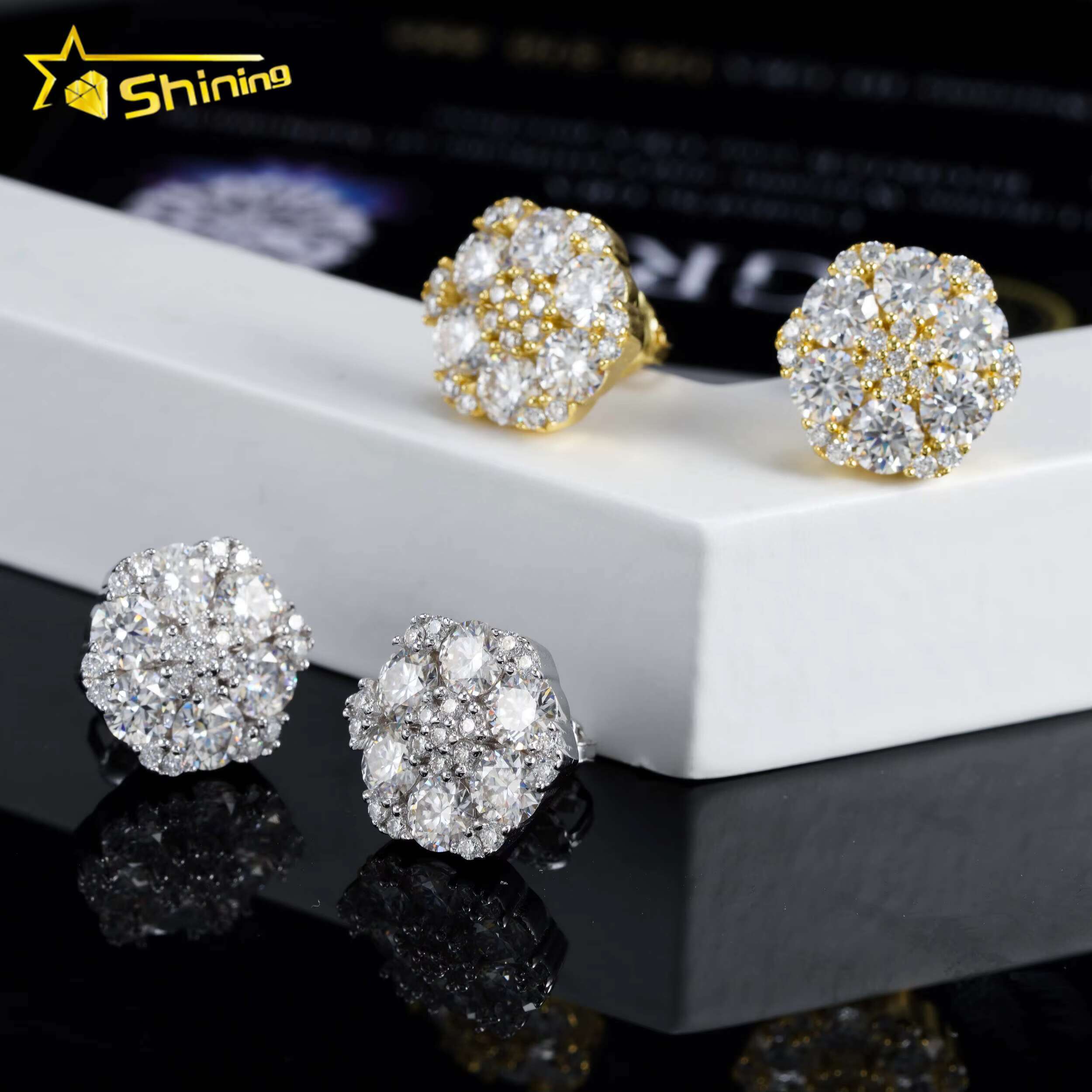Screw Back Fashion Earring Fine Jewelry 925 Sterling Silver Gold Plated VVS-FL Moissanite Diamond Stud Earrings Ready to Ship