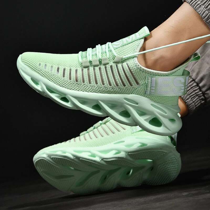 Running Lightweight Comfortable Sneakers Breathable Mesh Non Slip Sport Shoes Walking White Rubber Sole Men