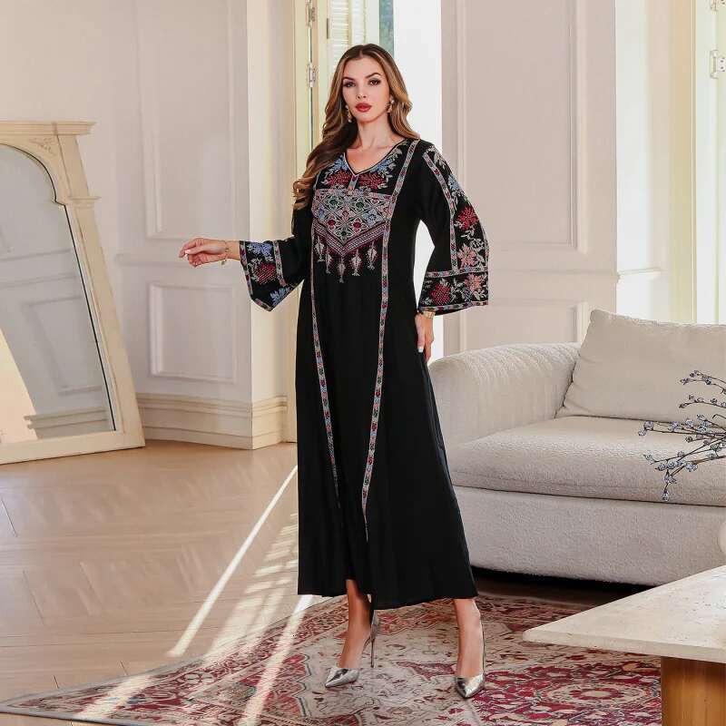Dongdumaoyi Moslim Elegante Jurk Midden Oosten Dameskleding Abaya Geborduurd Gewaad Dubai W