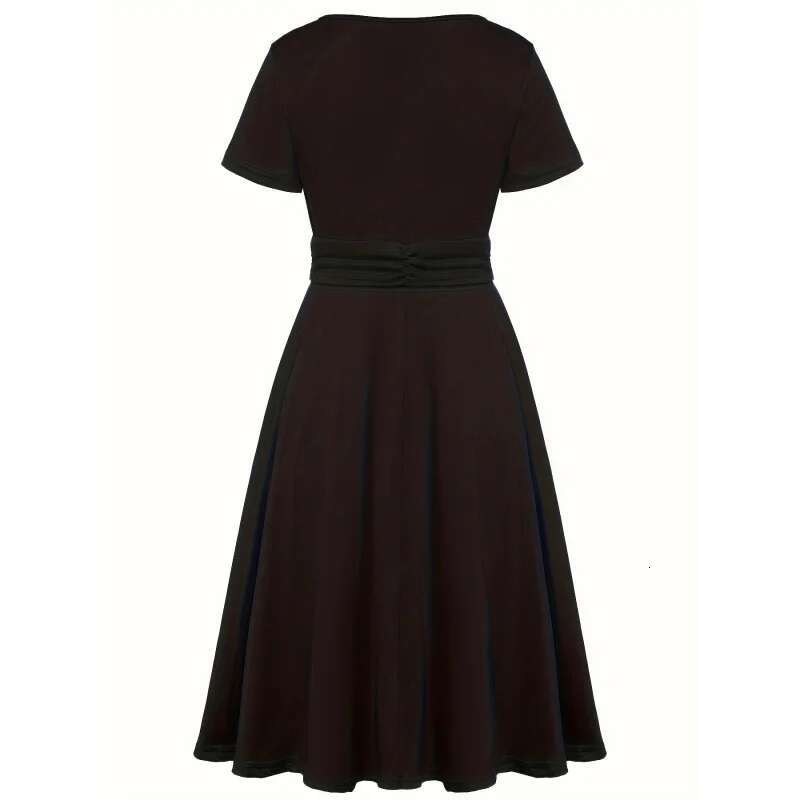 Dongdumaoyi Midi Jurk Met Gesneden Taille En V Hals Elegante Asymmetrische Korte Mouwen Ruches Voor Feest Dameskleding WD
