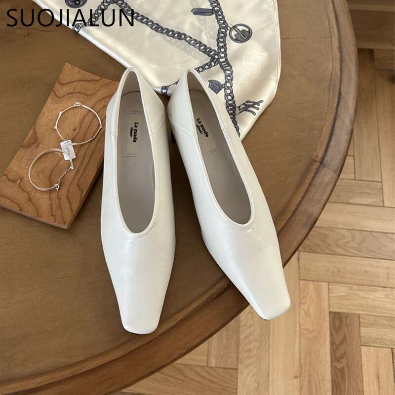 SUOJIALUN Autumn Women Fashion Shallow Slip On Ladies Eelgant Single Shoes Square High Heel Outdoor Dress Pumps