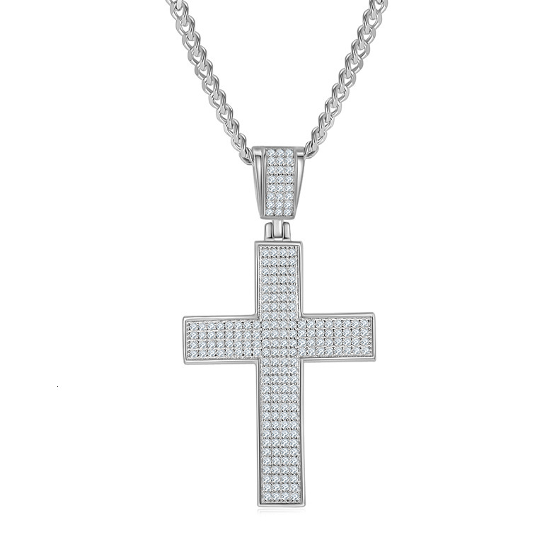 S925 silver moissanite classic luxury diamond cross necklace pendant for both men and women