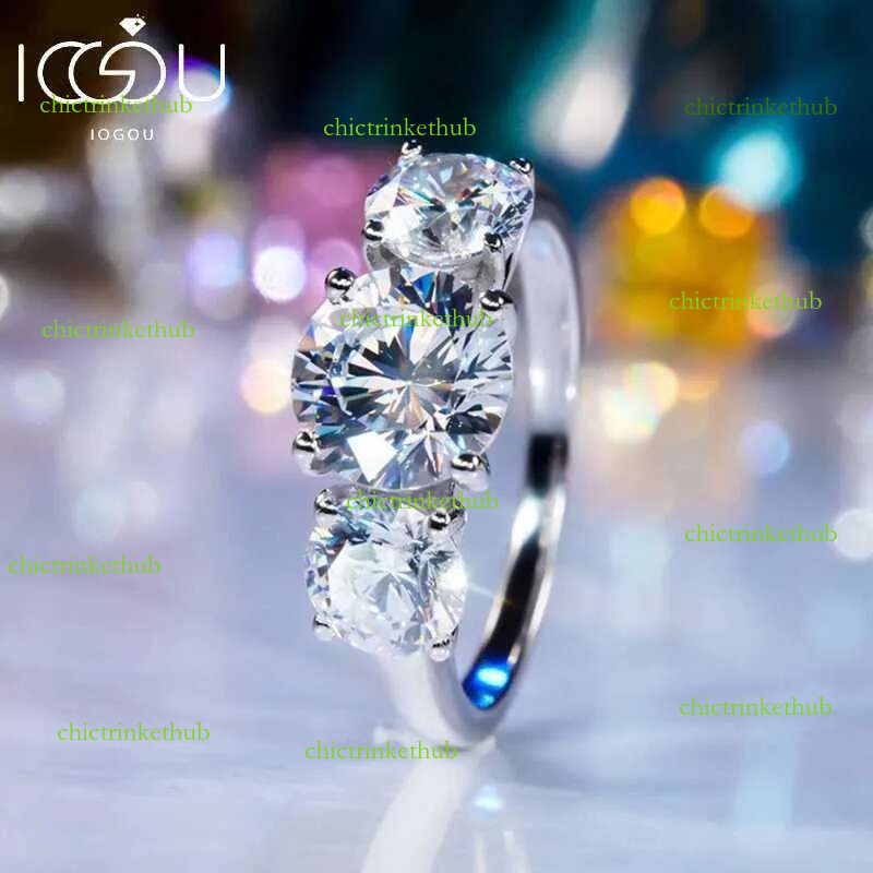 Rings IU 2CT 4CT D Colored Moissanite Engagement Ring Original sterg sier 3-stone Wedding Promise Band GRA Jewelry J240909