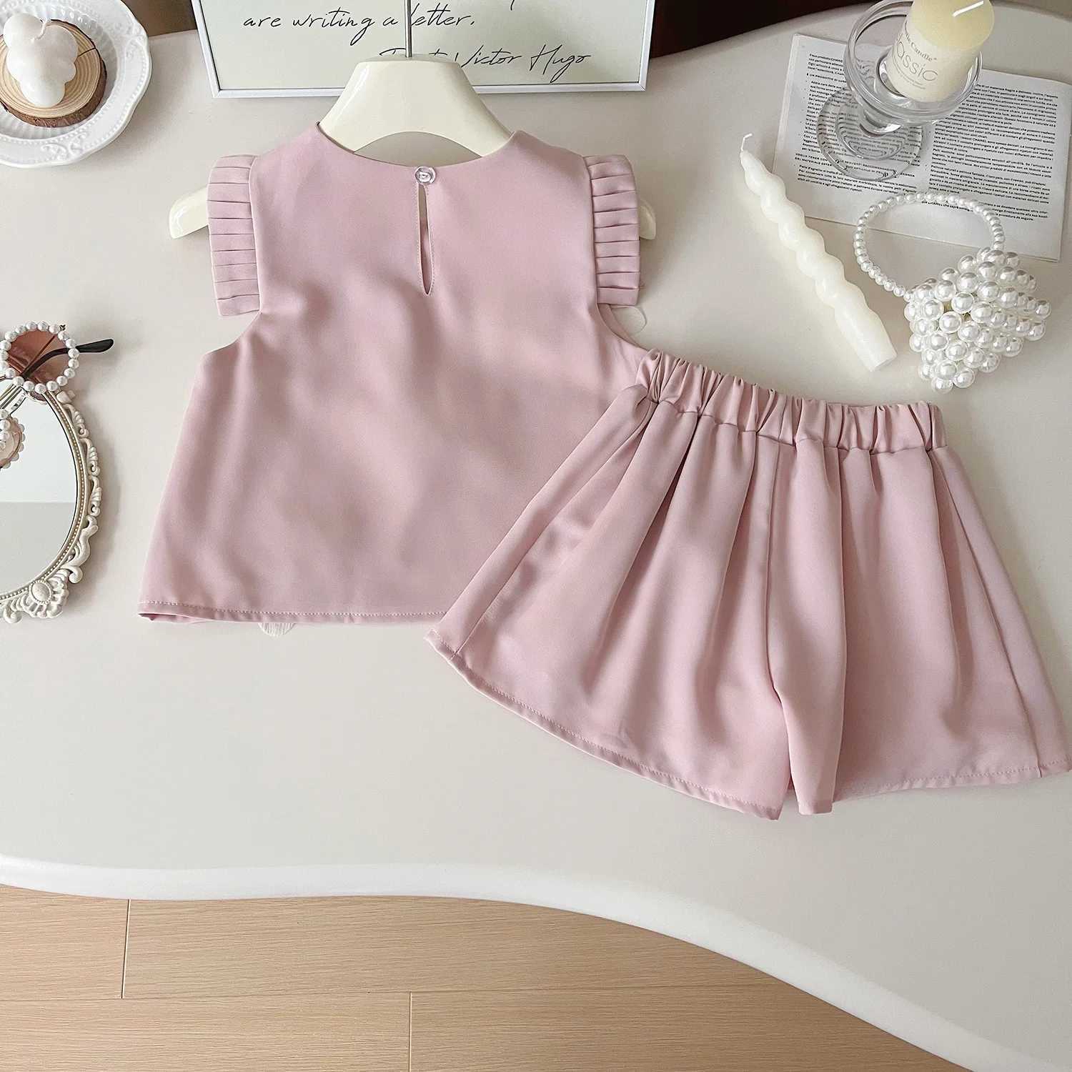 Cute summer three flower short sleeved T-shirt+short sleeved 2-piece casual set baby clothingT250327
