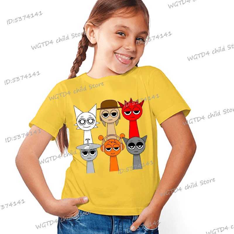 Sprunki Childrens T-shirt Summer Childrens Superman Game Sprunki Short Sleeve Top Boys Anime Fashion T-shirt Girls Casual Clothing Gift X250327