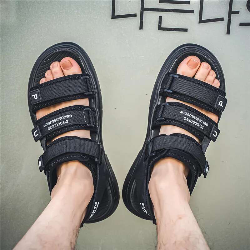 Men's Summer Outdoor Lightweight Breathable Casual Non Slip Sports Roman Sandals Trendy Driving Beach Slippers