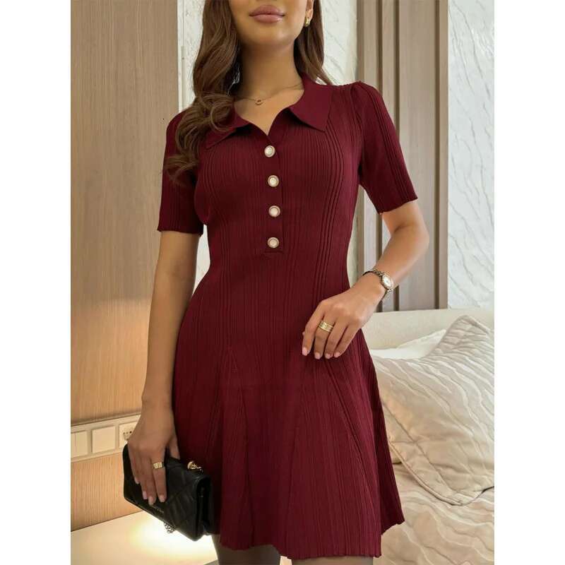 Dongdumaoyi Sexy Mini Jurk Gebreide Hoge Taille Paraplurok Lente Zomer Vintage Elegante Korte C