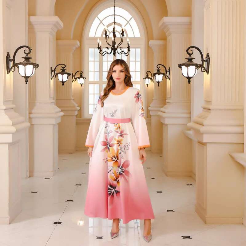 Dongdumaoyi DUBAI Turkse Vrouwen Jurk Abaya Midden Oosten Moslim Strass Gewaad Dameskleding W