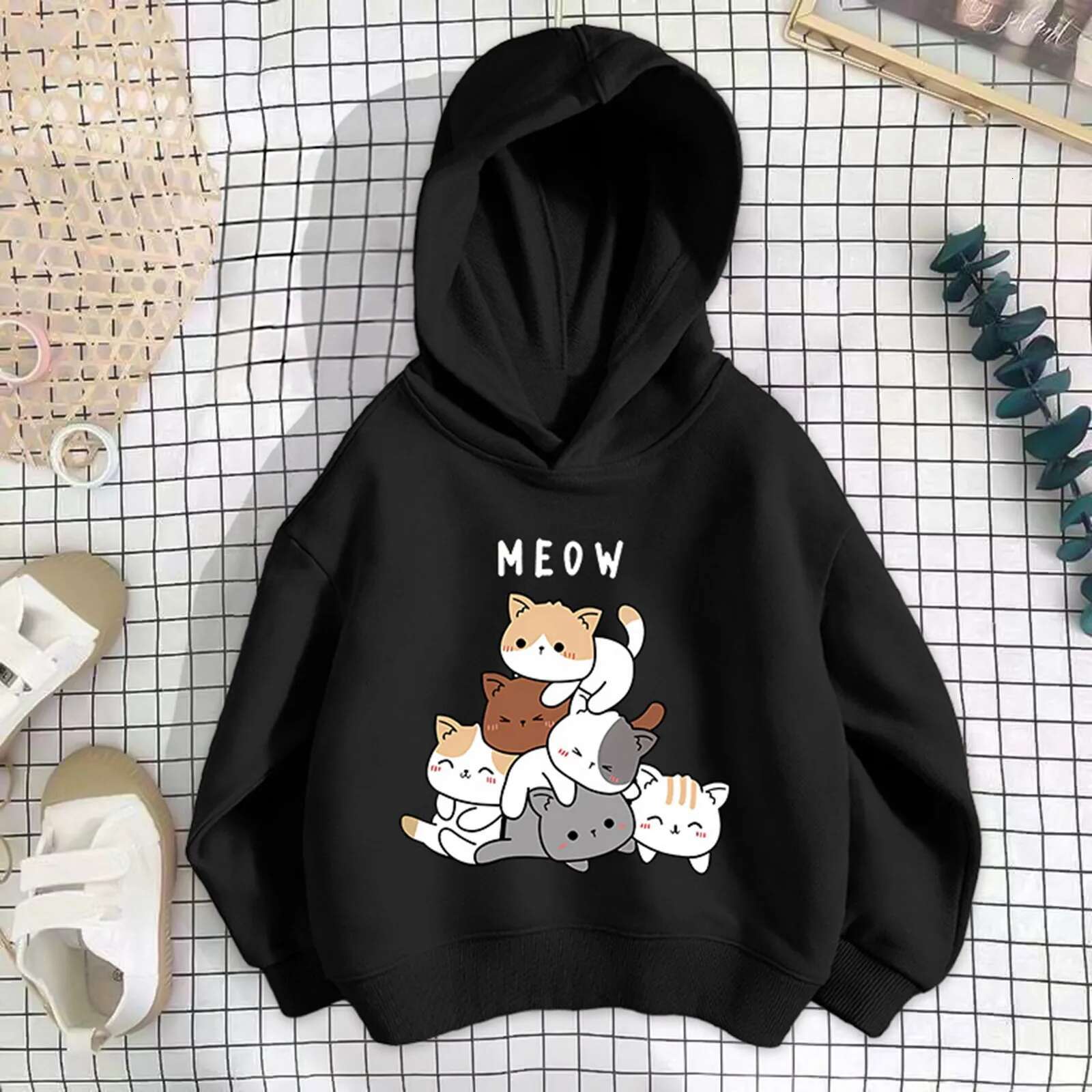Ddmyshoesvip Cute Print Kids Hoodies Casual Boy Girls Hooded Sweatshirt Spring Autumn Children Hoodie Pullover Top