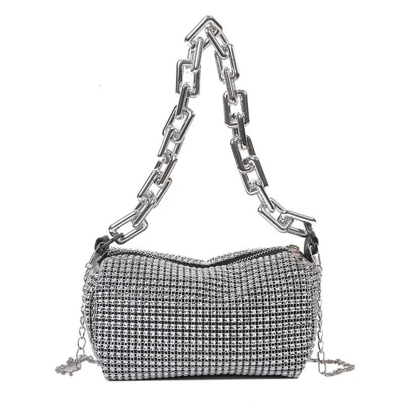 Allover Rhinestone Bucket Bag Sparkling Chain Promotional Wallet Womens Mini Crossover 63 354 inches 250326