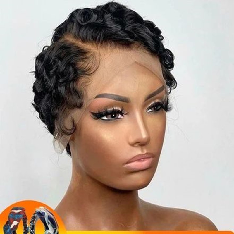 100% Human H Air T Frontal Deep Wave E Cut Bob Wig