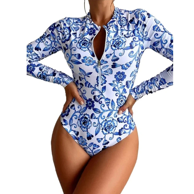 Womens sexy onepiece swimsuit printed surfing suit beachwear fashionable bikini womens 250321