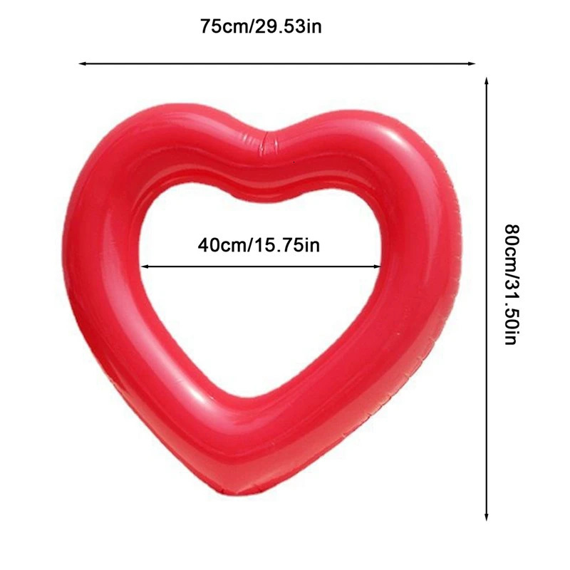 Heart shaped inflatable swimming pool ring adult 250321