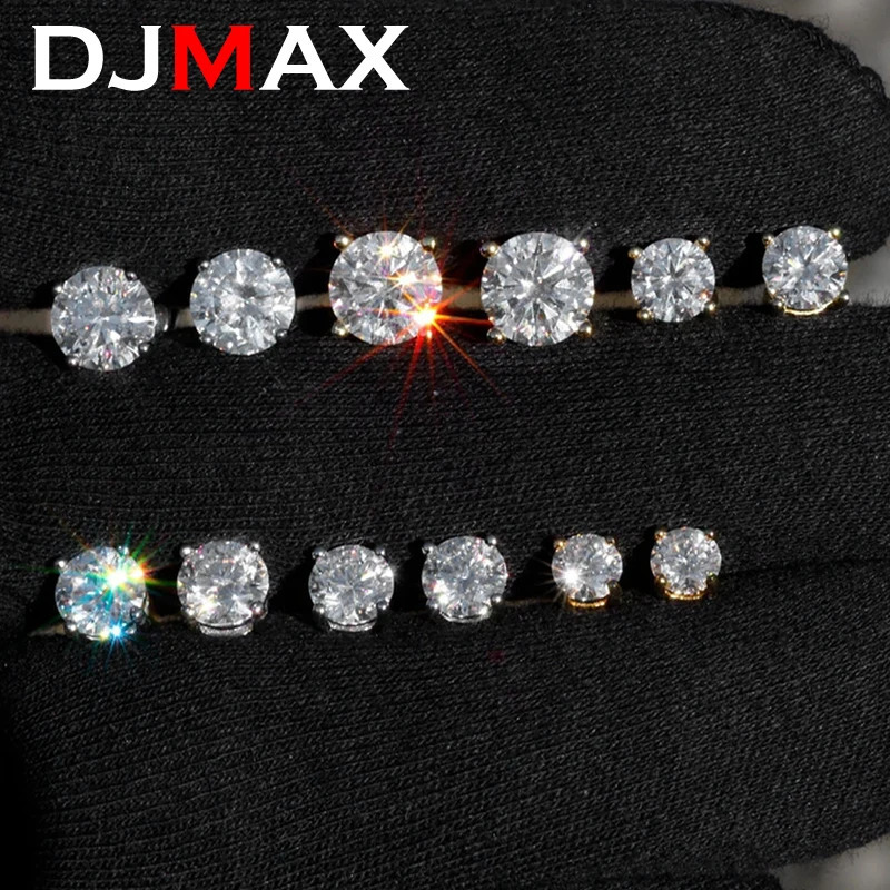 DJMAX 0.5-2ct Diamond Stud Earrings for Women Original 925 Sterling Silver Ladys Earring 2024 250318