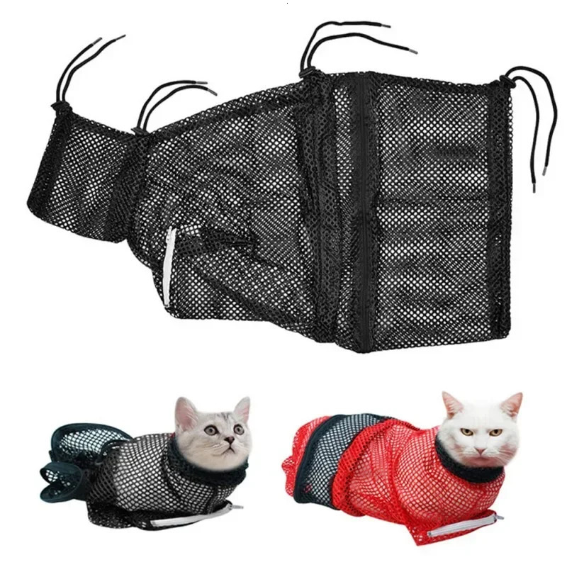 Cat Grooming Mesh Washing Bags for Pet Bathing Nail Trimming Injecting Anti Scratch Bite Restraint Anti-escape Cat Bag 250326