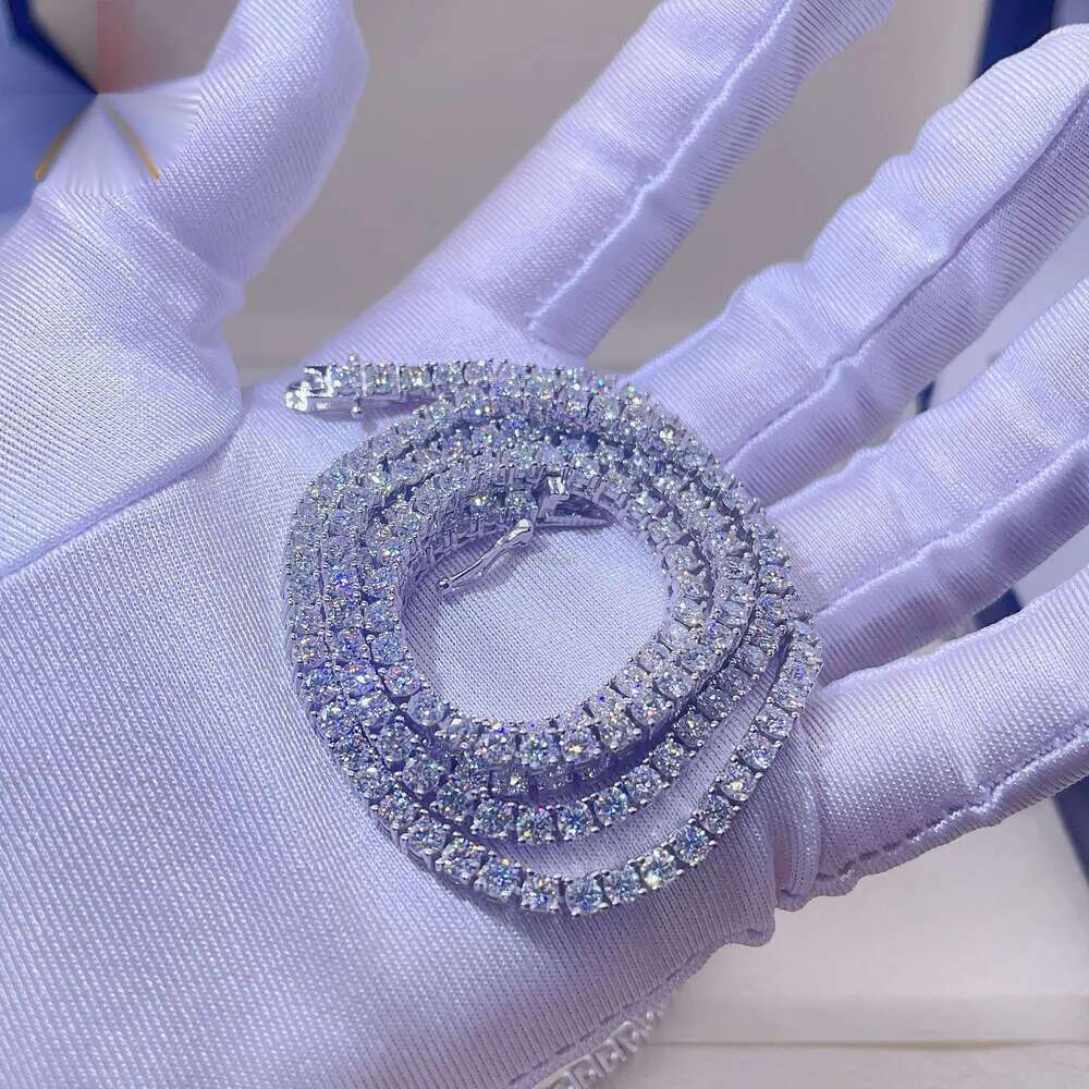 Custom Hip Hop Jewelry Necklace 2Mm 3Mm Sterg Sier Hiphop VVS Moissanite Tennis Chain