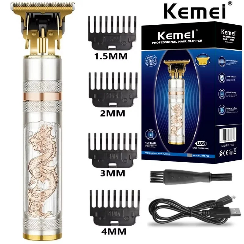 Kemei 762 metal hair trimmer for men professional beard hair clipper electric hair cutting machine rechargeable 250324