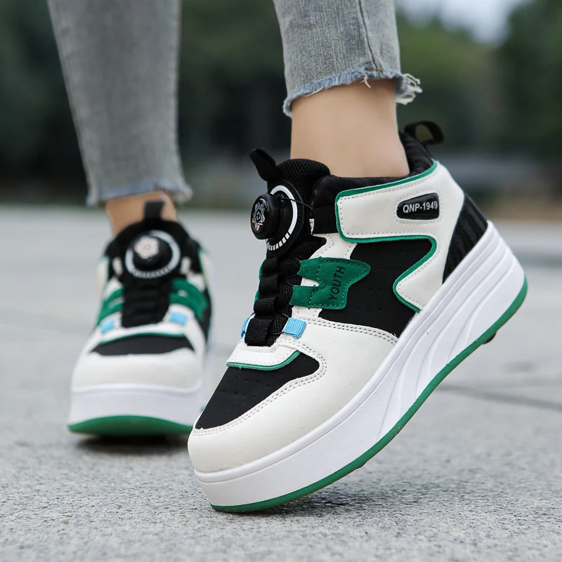 Students childrens shoes four wheel light shoes Boys invisible roller shoes large size outdoor sports walking shoes women 250326