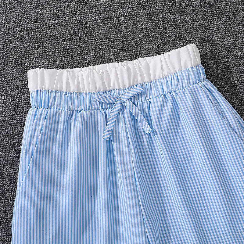 Girls pants childrens loose casual striped white edge n 2024 Spring and Summer fashion candy color 812 years old 250325