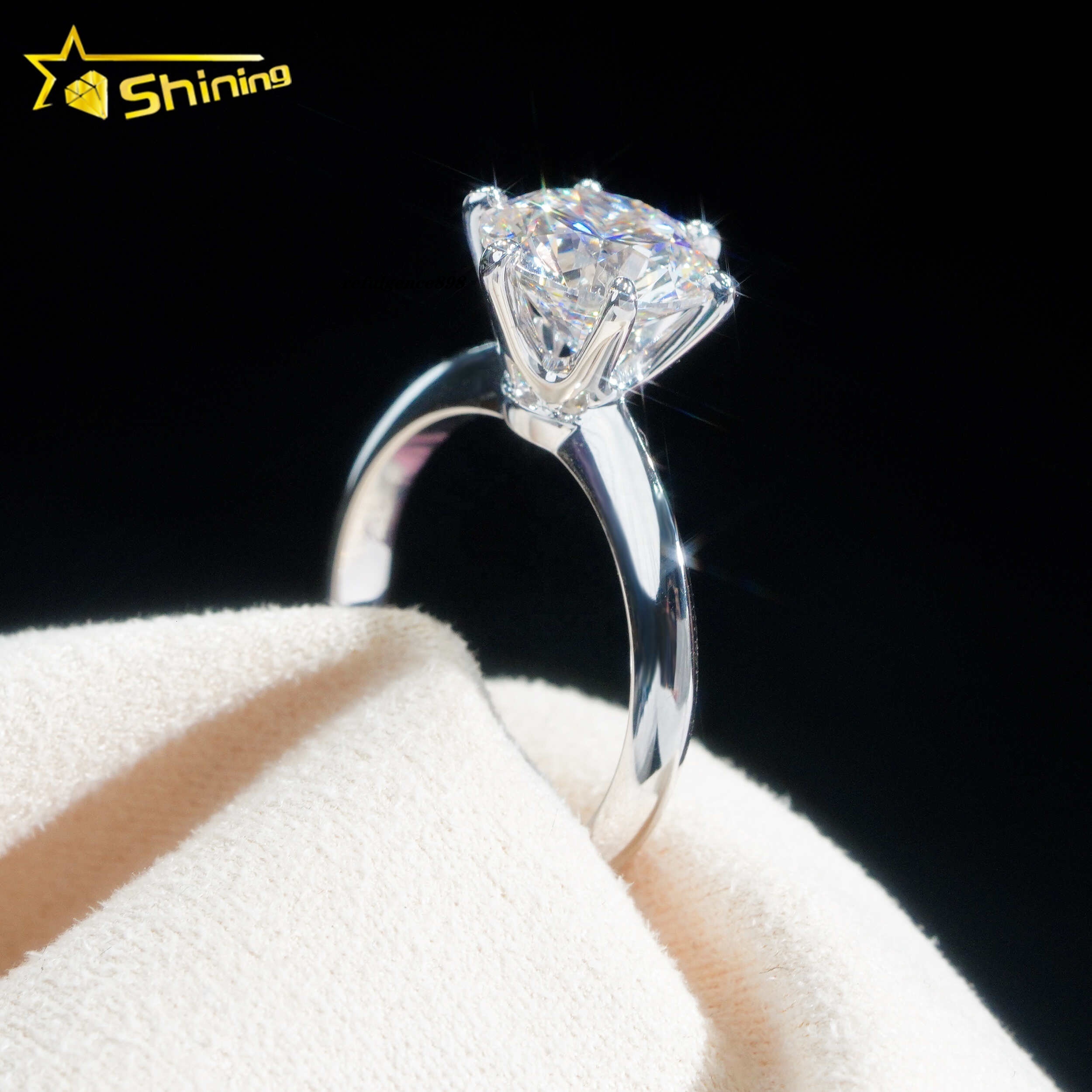 With Certificate Classic 6 Claws Solitaire Round Brilliant Cut 2ct VS2 Lab Grown Diamond CVD Engagement Ring 18K Solid Gold