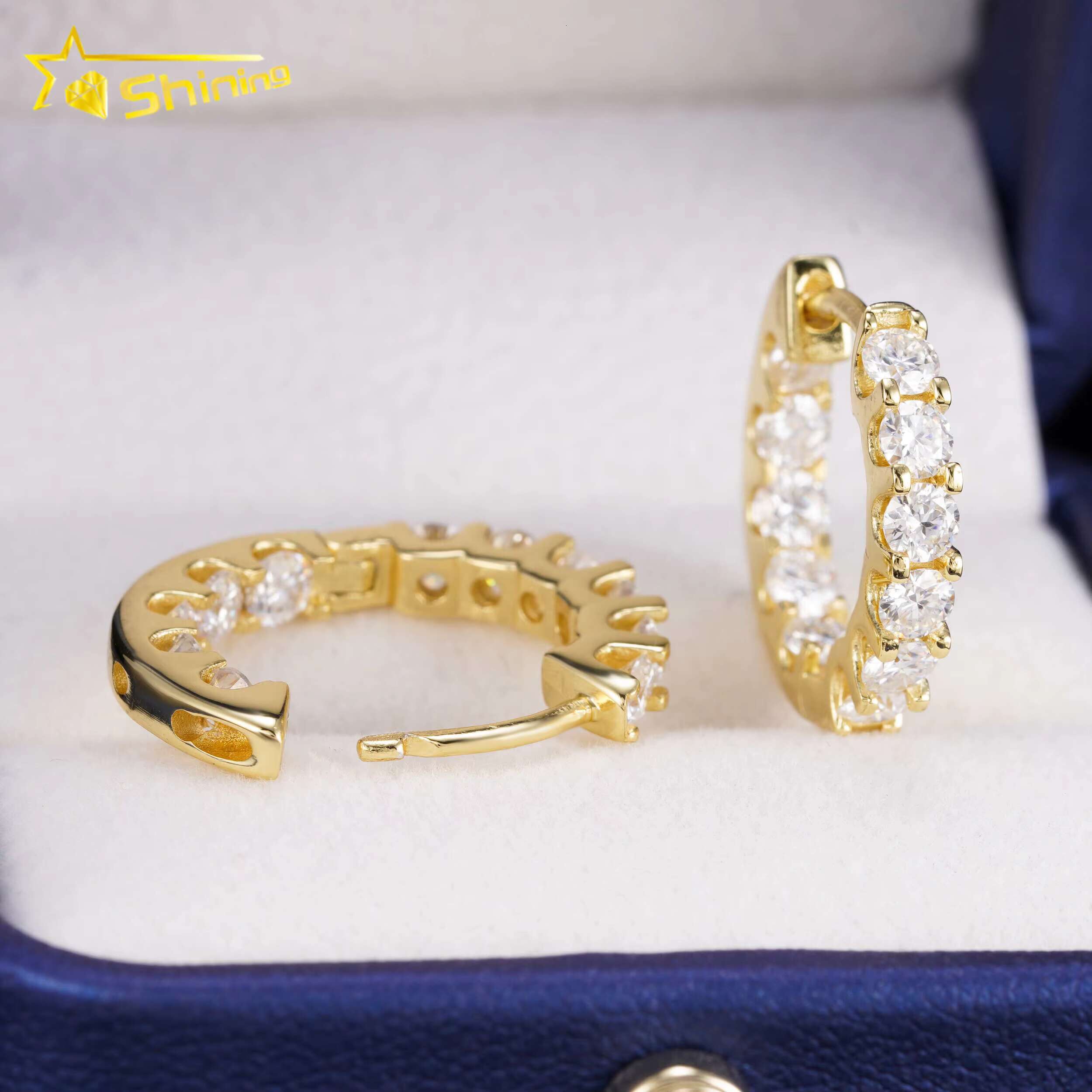 New Arrival Hot Sale Design Tennis Earrings 925 Silver 3.0mm GRA Moissanite Hoop Earrings Fashion Jewelry