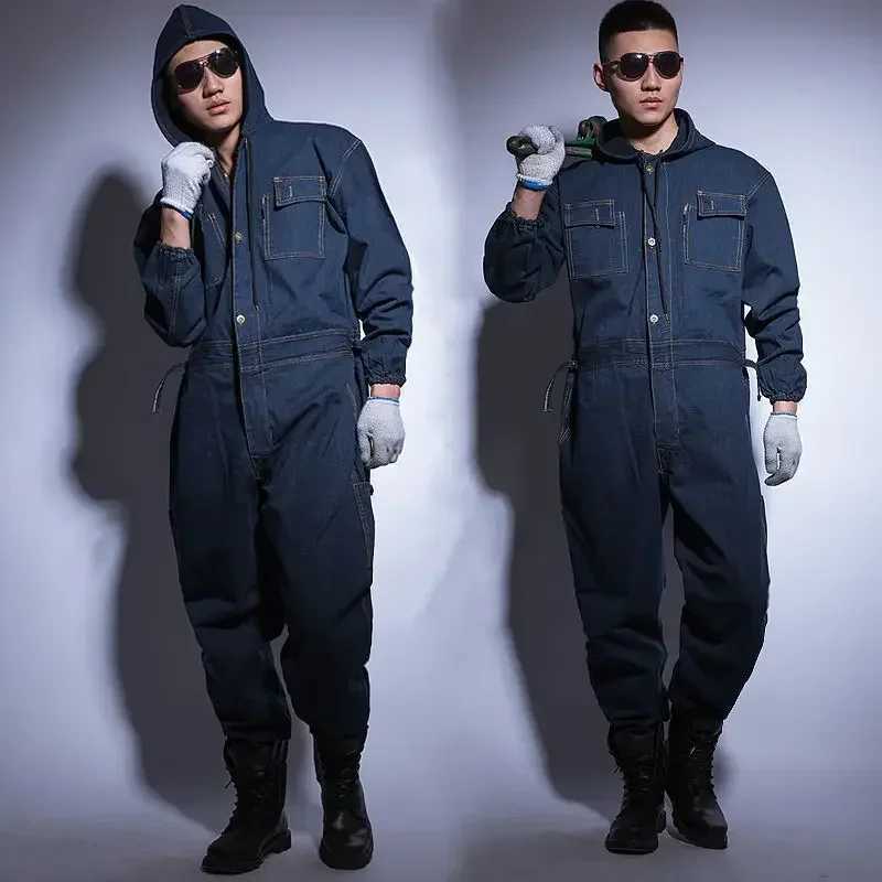 Breathable work clothes for men and women mechanical repair dust-proof labor protection clothing denim work clothesXJ250326