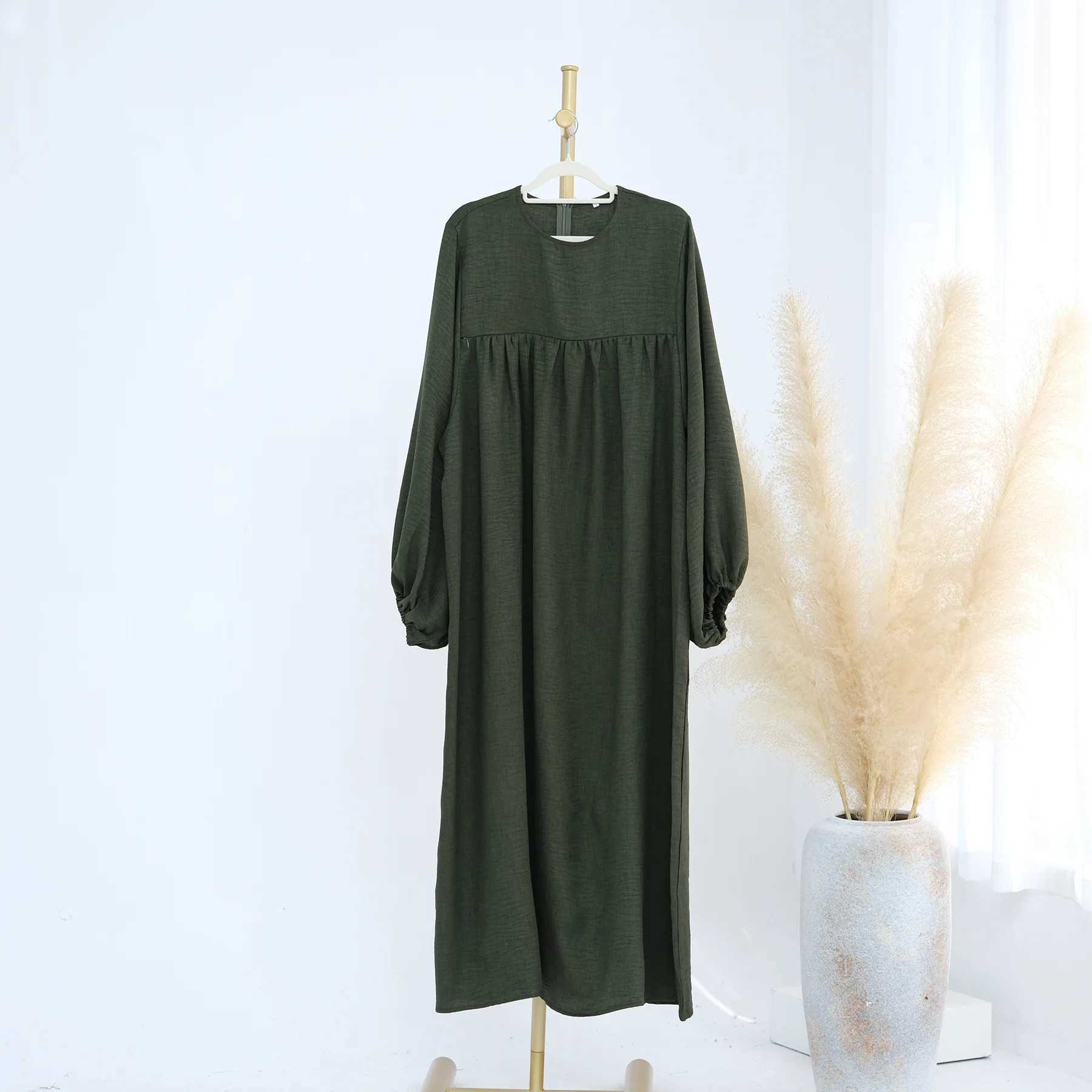 Breastfding Abaya Front Side Hidden Zipper Nida Loose Long Dress for Pregnant Nursing Women Muslim Abayas Dubai Turkey Kaftan X2505141